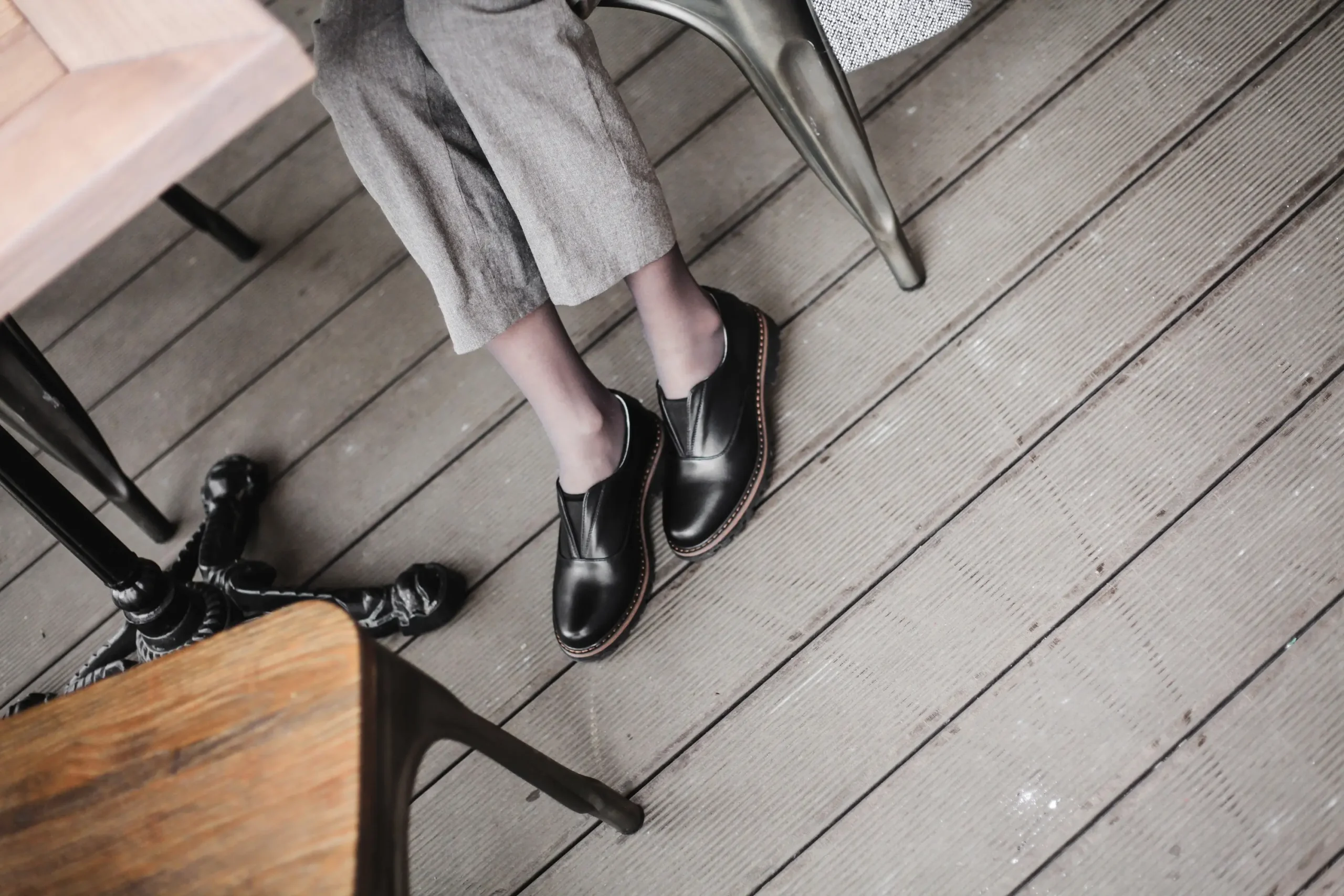 Handmade Black Leather Oxford Loafers: Women's Derby Shoes