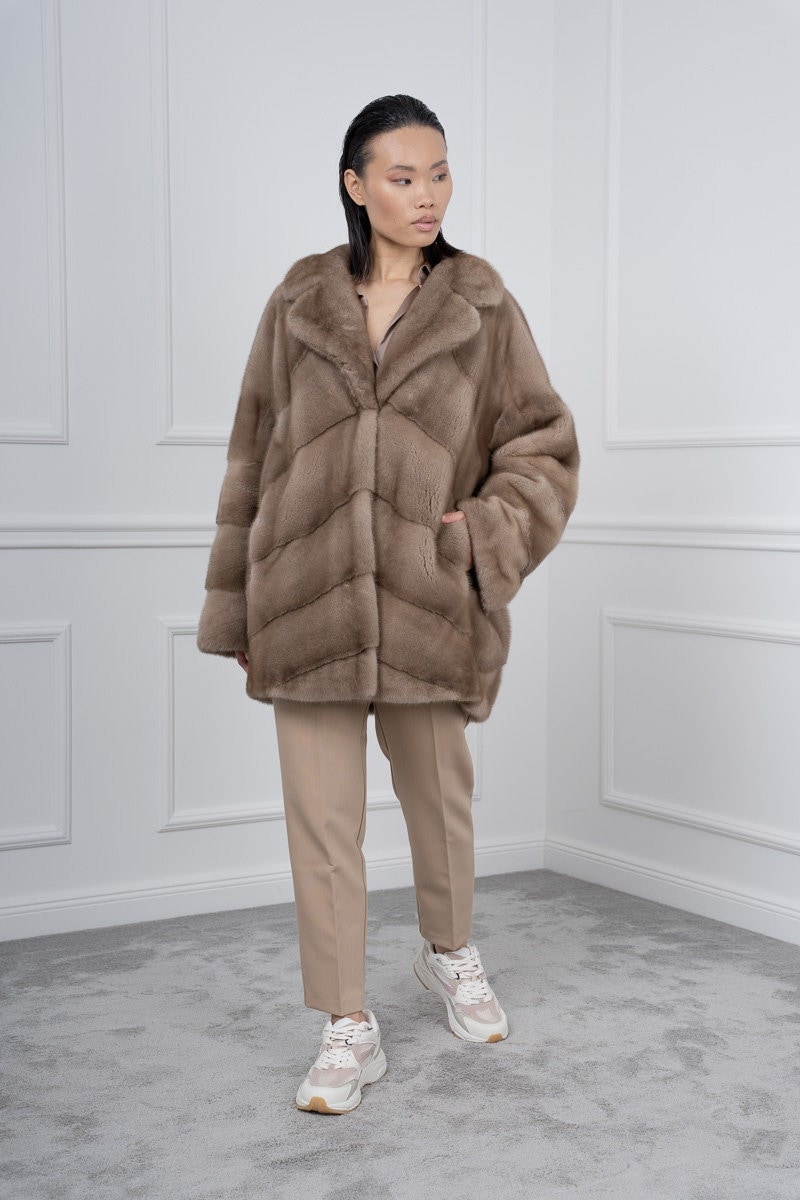 Real Pastel Mink Oversized Fur Jacket