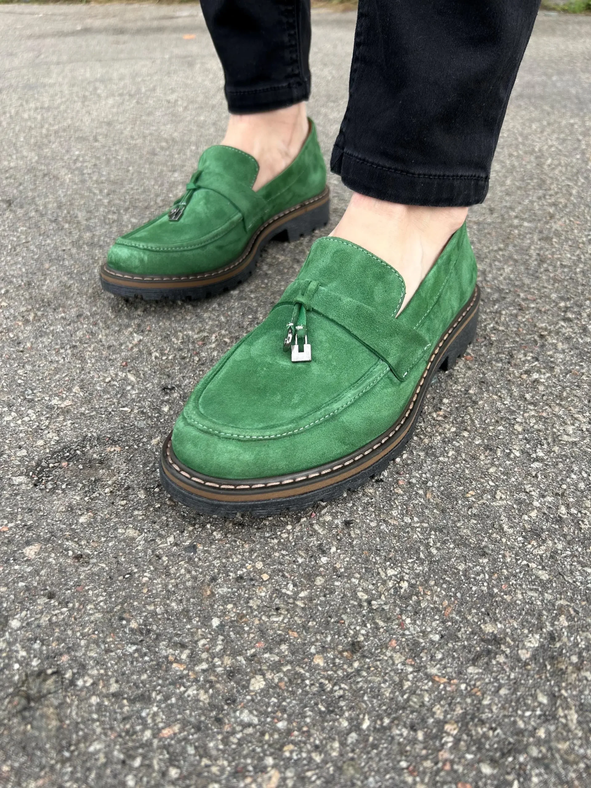 Green Suede Loafers