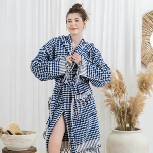 Handmade Turkish Cotton Bubble Robe: Multicolor Pom Pom