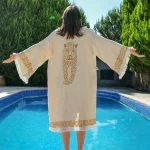 Handmade Organic Cotton Muslin Kimono Robe: Boho Beach
